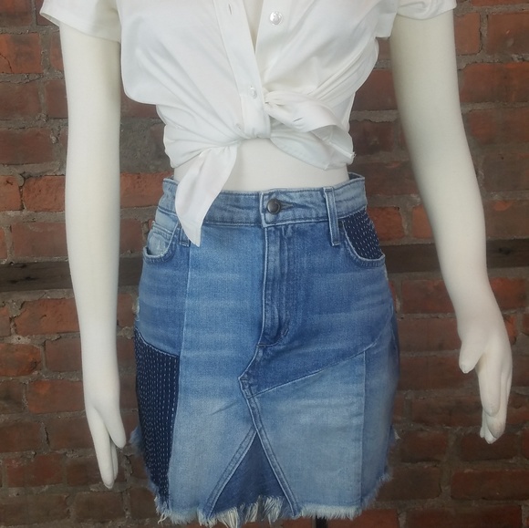 patch jean skirt